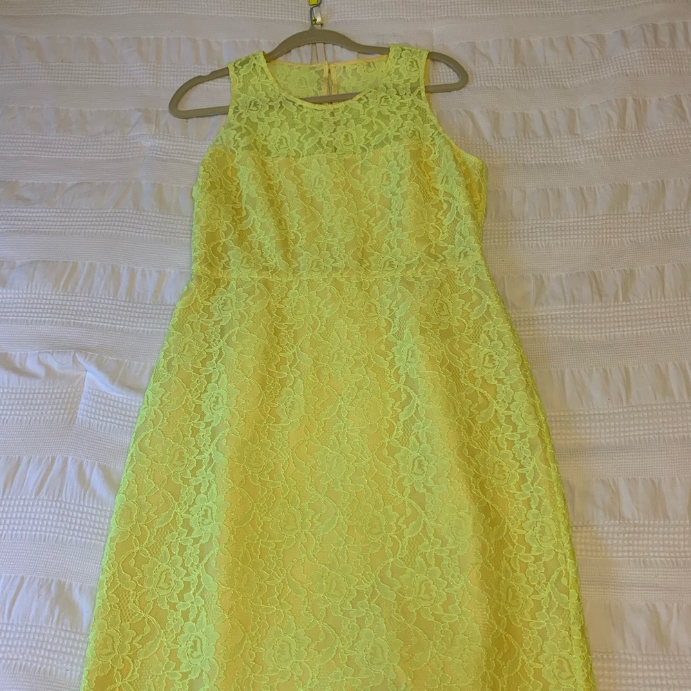 Yellow lace j crew cocktail dress size 10